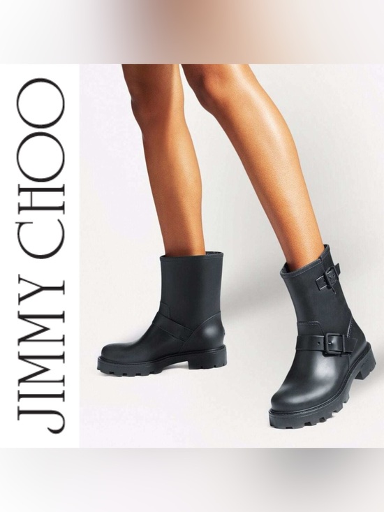 Jimmy Choo Shoes - Jimmy Choo Black Yael Flat Rain Boots